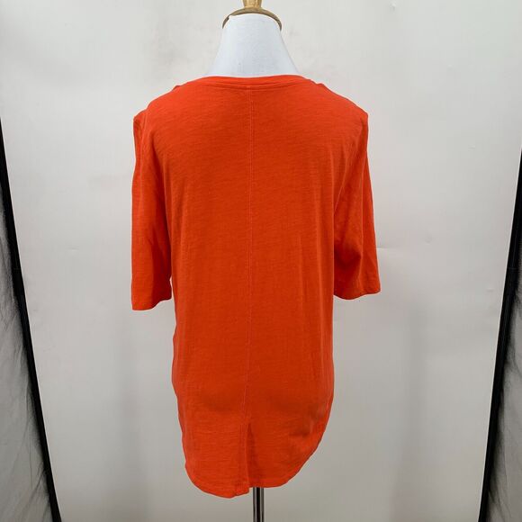 Eileen Fisher Organic Tee Womens S Small Solid Orange Mid Sleeve Stretch Shirt - Picture 5 of 10